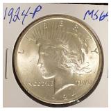 1924- P  Peace Silver Dollar MS64