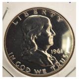 1961- P   Franklin Half Proof MS70
