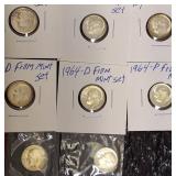8 -  1964 Silver Dimes From Mint Sets