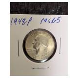 1948- P  Washington Quarter  MS65+
