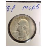1948- P  Washington Quarter  MS65+
