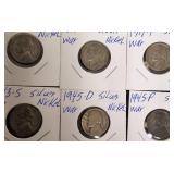 6 - Different Silver War Nickels