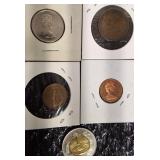 Canadian Coins - 1913 Penny, 1936 Penny & 1965 Penny BU, 2 dollar 1999 & 1973 Quarter -BU