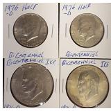 2 Ike 1976 & 2 Kennedy 1976 BiCentennial Coins !