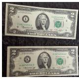 2 " Crisp" 1976 Two Dollar Bills
