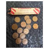 50 Lincoln Cent Roll: Coins from the 1920s, 1930s, 1940s, and 1950s.