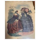 Vintage Framed French Fashion Print by Artist Anais Tardouze, 1940