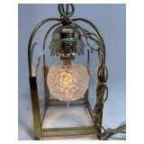 Ornate Hanging Light Metal & Glass
