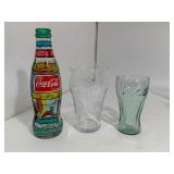 Lot of Vintage Coke Glasses/Bottles ; Stained Glass Bottle