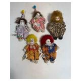 Porcelain Face/Soft Bean Bag Body Clown Jester Dolls