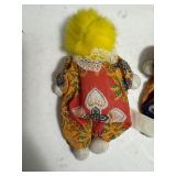 Porcelain Face/Soft Bean Bag Body Clown Jester Dolls