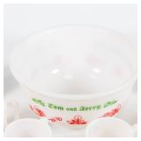 Tom and Jerry Christmas Cheer Hazel Atlas Punch Bowl with 6 Glasses