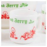 Tom and Jerry Christmas Cheer Hazel Atlas Punch Bowl with 6 Glasses