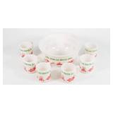 Tom and Jerry Christmas Cheer Hazel Atlas Punch Bowl with 6 Glasses