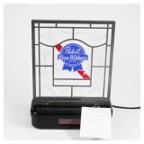 Pabst Blue Ribbon Beer Stained Glass Alarm Clock