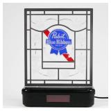 Pabst Blue Ribbon Beer Stained Glass Alarm Clock