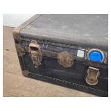 Vintage Trunk with Metal Hardware and Rivets approximately 34 inches in width, 21 inches in depth, and 12 inches in heigh Vintage Trunk with Metal Hardware and Rivets approximately 34 inches in width, 21 inches in depth, and 12 inches in heigh