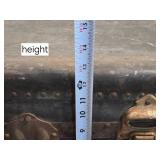 Vintage Trunk with Metal Hardware and Rivets approximately 34 inches in width, 21 inches in depth, and 12 inches in heigh Vintage Trunk with Metal Hardware and Rivets approximately 34 inches in width, 21 inches in depth, and 12 inches in heigh