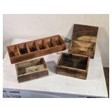 Lot of Vintage Wooden Boxes and Organizers Lot of Vintage Wooden Boxes and Organizers