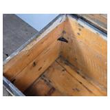 Large Antique Wooden Trunk with Metal Reinforcements approximately 34 inches in length, 21 inches in width, and 25 inches in height Large Antique Wooden Trunk with Metal Reinforcements approximately 34 inches in length, 21 inches in width, and 25 inches in height