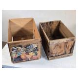 Lot of 2 Vintage Wooden Crates one with Fruit Labels Lot of 2 Vintage Wooden Crates one with Fruit Labels
