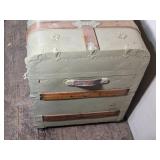 Large Antique Steamer Trunk with Wood Slats and Metal Hardware approximately 38 1/2 inches in length, 22 inches in width, and 26 inches in height Large Antique Steamer Trunk with Wood Slats and Metal Hardware approximately 38 1/2 inches in length, 22 inches in width, and 26 inches in height