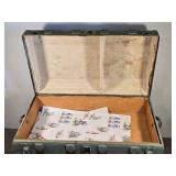 Large Antique Steamer Trunk with Wood Slats and Metal Hardware approximately 38 1/2 inches in length, 22 inches in width, and 26 inches in height Large Antique Steamer Trunk with Wood Slats and Metal Hardware approximately 38 1/2 inches in length, 22 inches in width, and 26 inches in height