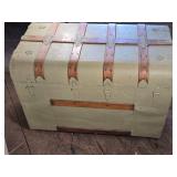 Large Antique Steamer Trunk with Wood Slats and Metal Hardware approximately 38 1/2 inches in length, 22 inches in width, and 26 inches in height Large Antique Steamer Trunk with Wood Slats and Metal Hardware approximately 38 1/2 inches in length, 22 inches in width, and 26 inches in height