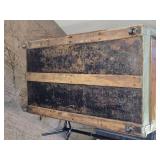 Large Antique Steamer Trunk with Wood Slats and Metal Hardware approximately 38 1/2 inches in length, 22 inches in width, and 26 inches in height Large Antique Steamer Trunk with Wood Slats and Metal Hardware approximately 38 1/2 inches in length, 22 inches in width, and 26 inches in height