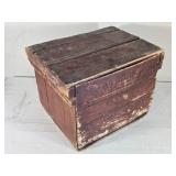 Antique Wooden Crate with Lid that Uses Bent Nails as Latches approx. 15 1/2" wide and 11" high Antique Wooden Crate with Lid that Uses Bent Nails as Latches approx. 15 1/2" wide and 11" high