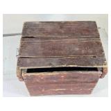 Antique Wooden Crate with Lid that Uses Bent Nails as Latches approx. 15 1/2" wide and 11" high Antique Wooden Crate with Lid that Uses Bent Nails as Latches approx. 15 1/2" wide and 11" high
