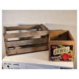 Vintage Wooden Crates VIS Brand West Side Cantaloupes and Jewel Apples Vintage Wooden Crates VIS Brand West Side Cantaloupes and Jewel Apples