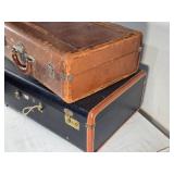 Lot of 2 Vintage Leather and Fabric Suitcases Lot of 2 Vintage Leather and Fabric Suitcases