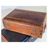 Lot of 2 Vintage Leather and Fabric Suitcases Lot of 2 Vintage Leather and Fabric Suitcases