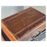 Lot of 2 Vintage Leather and Fabric Suitcases Lot of 2 Vintage Leather and Fabric Suitcases