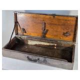 Antique Wooden Storage Box approximately 30 inches in length, 12 inches in width, and 7 inches in height Antique Wooden Storage Box approximately 30 inches in length, 12 inches in width, and 7 inches in height