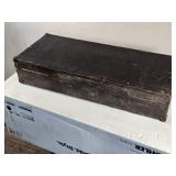 Antique Wooden Storage Box approximately 30 inches in length, 12 inches in width, and 7 inches in height Antique Wooden Storage Box approximately 30 inches in length, 12 inches in width, and 7 inches in height