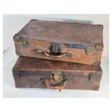 Lot of 2 Vintage Leather Suitcases, 1 is a Hercules Brand Lot of 2 Vintage Leather Suitcases, 1 is a Hercules Brand