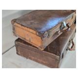 Lot of 2 Vintage Leather Suitcases, 1 is a Hercules Brand Lot of 2 Vintage Leather Suitcases, 1 is a Hercules Brand