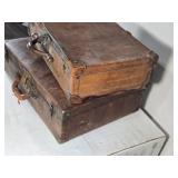 Lot of 2 Vintage Leather Suitcases, 1 is a Hercules Brand Lot of 2 Vintage Leather Suitcases, 1 is a Hercules Brand