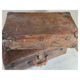 Lot of 2 Vintage Leather Suitcases, 1 is a Hercules Brand Lot of 2 Vintage Leather Suitcases, 1 is a Hercules Brand