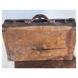 Lot of 2 Vintage Leather Suitcases, 1 is a Hercules Brand Lot of 2 Vintage Leather Suitcases, 1 is a Hercules Brand