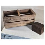 Vintage Wooden Fruit Crate featuring the Brogdex Fruit branding and Small Wooden Box Vintage Wooden Fruit Crate featuring the Brogdex Fruit branding and Small Wooden Box