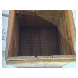 Antique Wooden Coffee Crate featuring markings such as "Blue Flame" and "Coffee." approximately 14 inches in width and height, Antique Wooden Coffee Crate featuring markings such as "Blue Flame" and "Coffee." approximately 14 inches in width and height,
