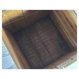 Antique Wooden Coffee Crate featuring markings such as "Blue Flame" and "Coffee." approximately 14 inches in width and height, Antique Wooden Coffee Crate featuring markings such as "Blue Flame" and "Coffee." approximately 14 inches in width and height,