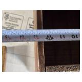 Antique Wooden Coffee Crate featuring markings such as "Blue Flame" and "Coffee." approximately 14 inches in width and height, Antique Wooden Coffee Crate featuring markings such as "Blue Flame" and "Coffee." approximately 14 inches in width and height,