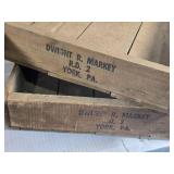 Vintage Dwight R. Markey  from York, PA Wooden Produce Trays approximately 21 1/2 inches in length, 14 3/4 inches in width, and 3 1/4 inches in depth Vintage Dwight R. Markey  from York, PA Wooden Produce Trays approximately 21 1/2 inches in length, 14 3/4 inches in width, and 3 1/4 inches in depth