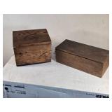 Lot of 2 Wooden Storage Boxes with Lids Lot of 2 Wooden Storage Boxes with Lids
