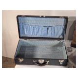 Lot of 3 Antique/Vintage Suitcases including Leather-Trimmed Case, Black Case, and Fabric-Lined Case Lot of 3 Antique/Vintage Suitcases including Leather-Trimmed Case, Black Case, and Fabric-Lined Case