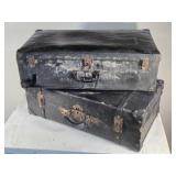 Lot of 2 Vintage Black Suitcases with Rivet Details Lot of 2 Vintage Black Suitcases with Rivet Details